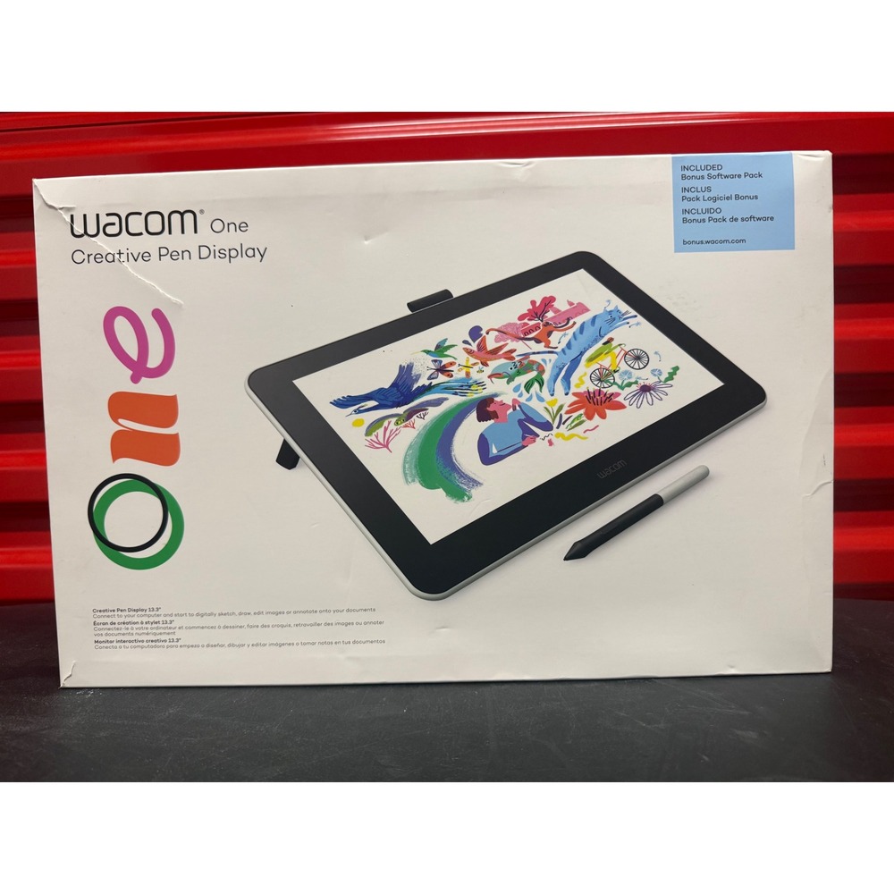 Wacom One Creative Pen Display 13.3 Inch Drawing Tablet DTC133W0A White Black